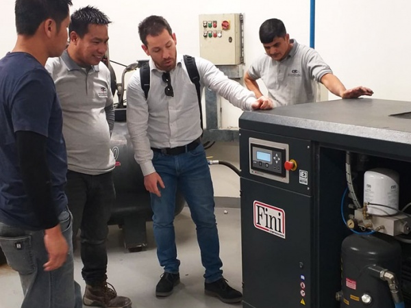 Fini conducts technical training in air compressor maintenance