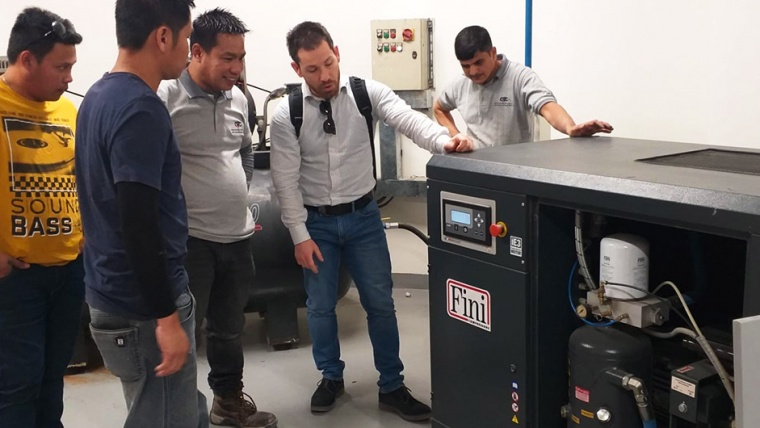 Fini conducts technical training in air compressor maintenance